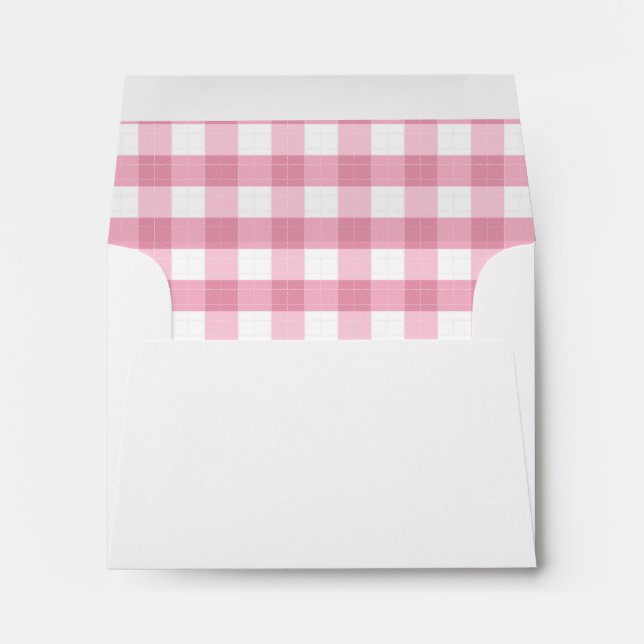 Classic Pink & White Gingham Pattern Envelope (Back (Bottom))
