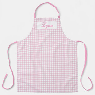 Classic Pink & White Gingham   Personalized Name Apron