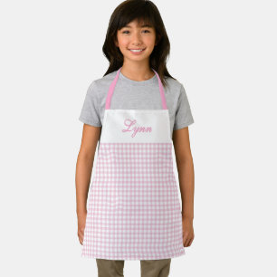 Classic Pink & White Gingham   Personalized Name Apron
