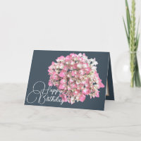 Classic Pink & White Hydrangea Botanical Birthday
