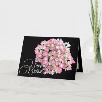 Classic Pink & White Hydrangea Botanical Birthday