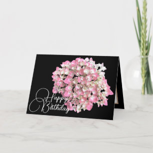 Classic Pink & White Hydrangea Botanical Birthday Card