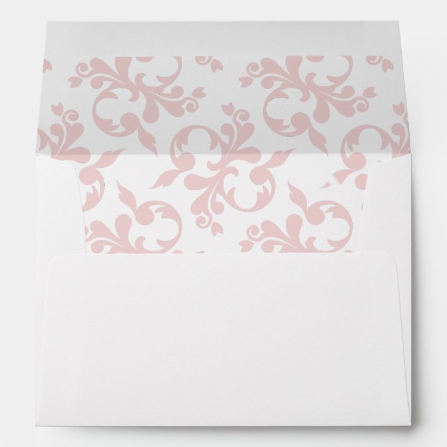 Classic Pink White Rococo Pattern Christmas Envelope (Back (Bottom))