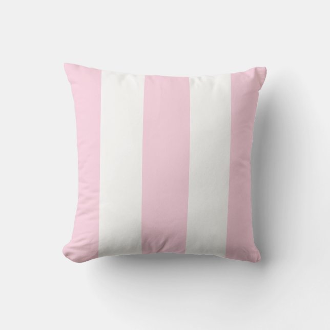 Classic pink white vertical strips cushion (Front)