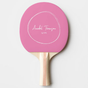 Classic Pink with Name in Drawn Circle Ping Pong Paddle