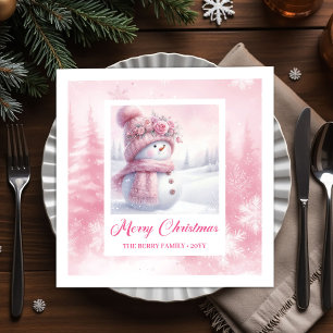 Classic Pinkmas Cozy Winter Forest Kids Gift Xmas Napkin
