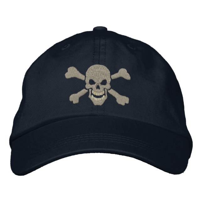 Classic Pirate Crossbones Skull Embroidery Embroidered Hat (Front)