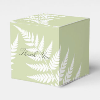 Classic Pistachio Green White Fern Thank You Favour Box