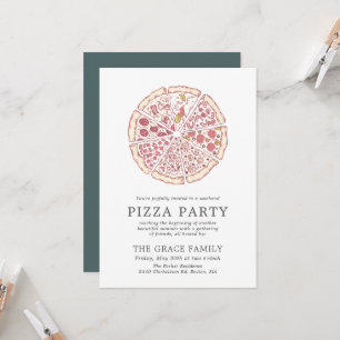 Classic Pizza Party   Invitation