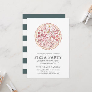 Classic Pizza Party   Striped Invitation