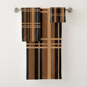 Classic Plaid Black and Tan Shades Bath Towel Set