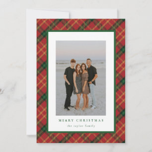 Classic Plaid Christmas Card Red and Green Design
