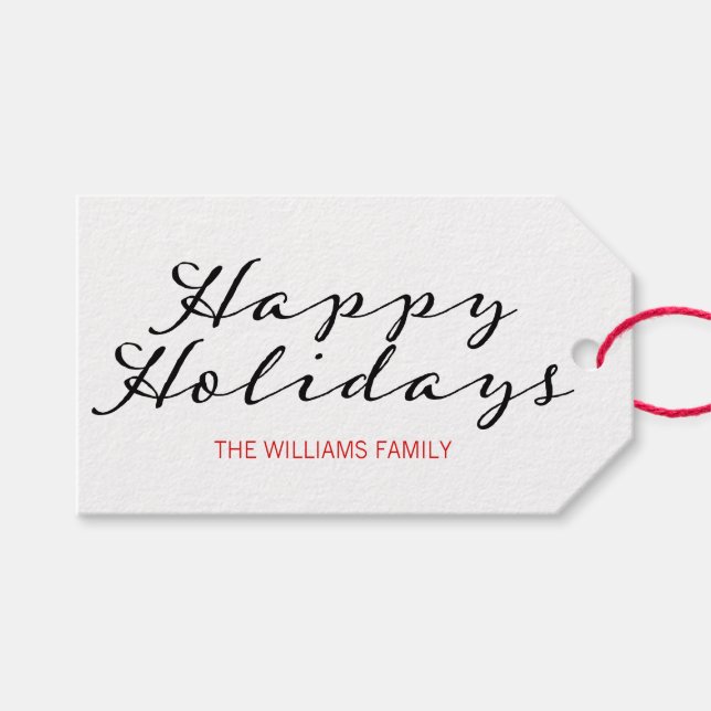 Classic Plaid Christmas Happy Holidays Gift Tag (Front (Horizontal))