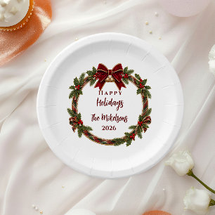 Classic Plaid Christmas Tartan Elegance Paper Plate