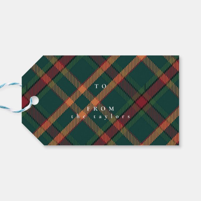 Classic Plaid Christmas To/From Gift Tag (Back Horizontal)
