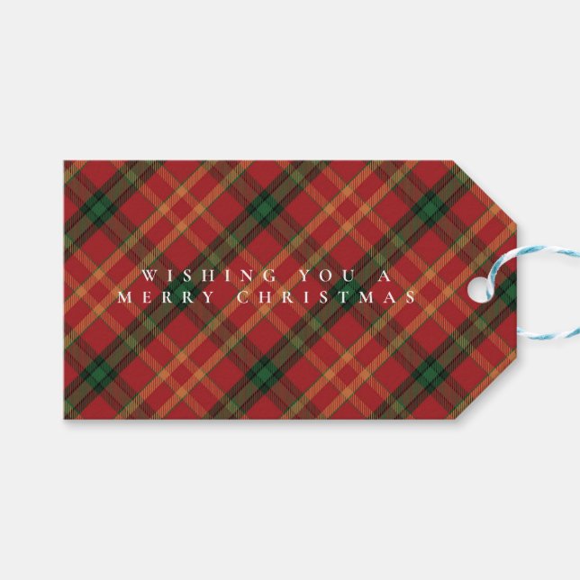 Classic Plaid Christmas To/From Gift Tag (Front (Horizontal))
