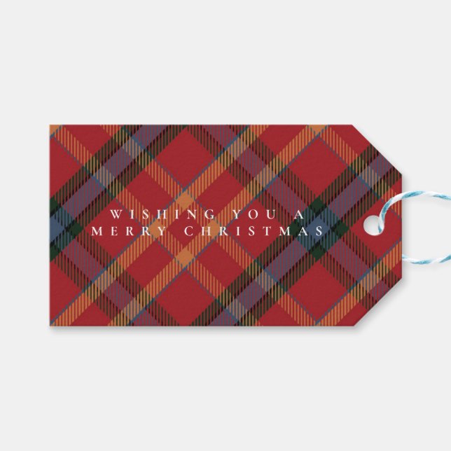 Classic Plaid Christmas To/From Gift Tag (Front (Horizontal))