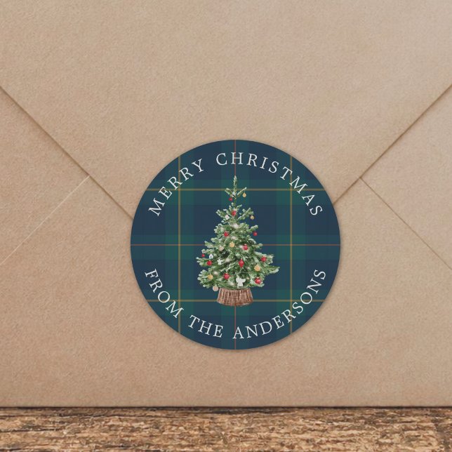 Classic Plaid Christmas Tree Envelope Seals (Creator Uploaded)
