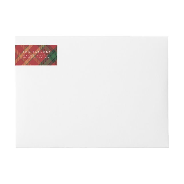 Classic Plaid Christmas Wrap Around Address Label (Front)