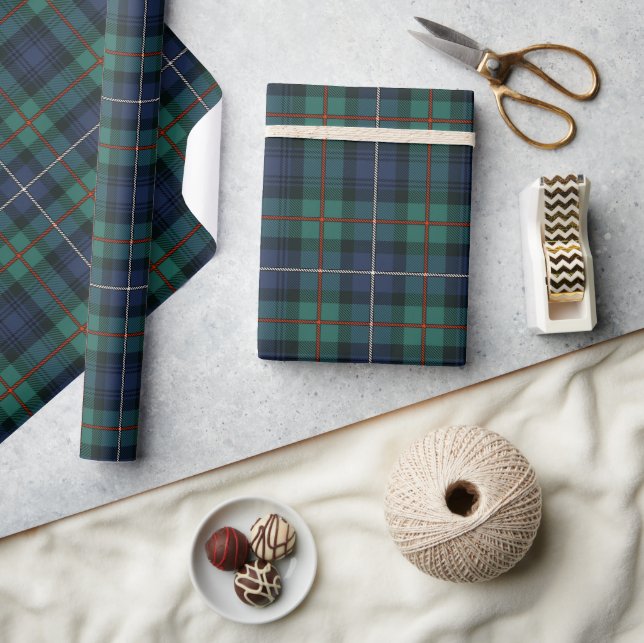 Classic Plaid Clan Robertson Green Tartan Wrapping Paper (Crafts)