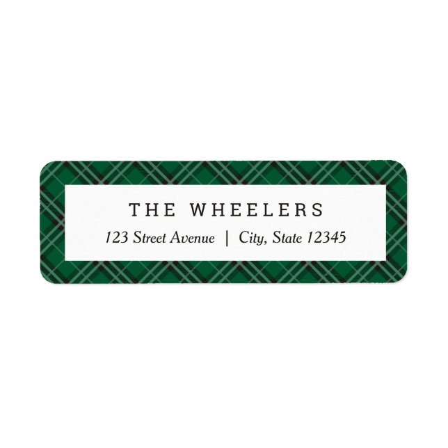 Classic Plaid EDITABLE COLOR Holiday Address Label (Front)