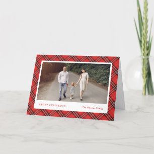 Classic Plaid Editable Colour Holiday Cards