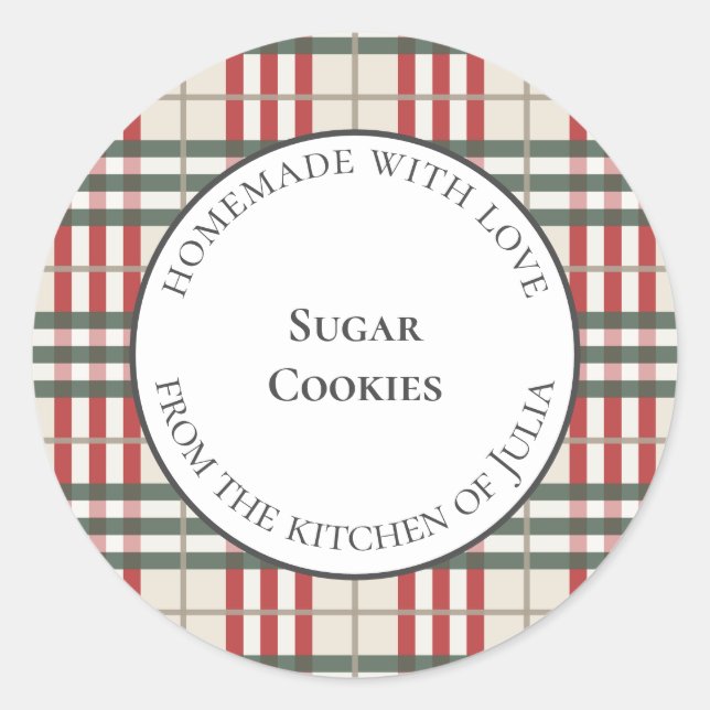 Classic plaid food labels for homemade gifts (Front)