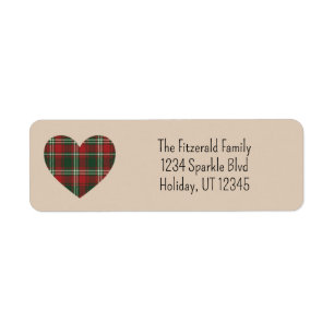 Classic Plaid Heart Holiday Return Address Label