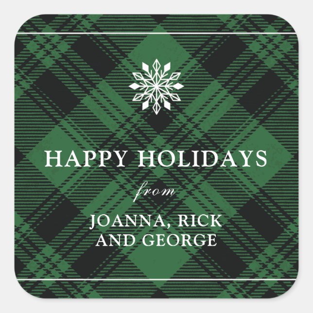 Classic Plaid Holiday Sticker (Front)