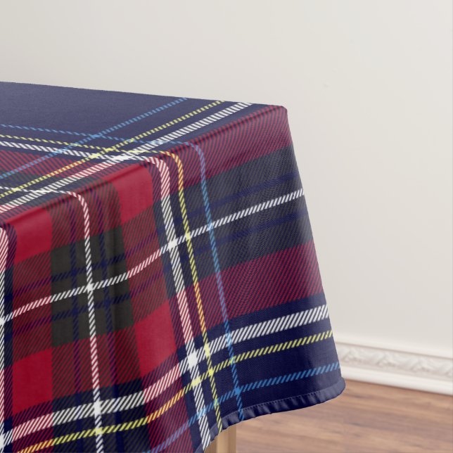 Classic Plaid in Navy and Red Tablecloth (In Situ)