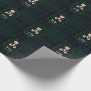 Classic Plaid Little Bear Birthday Wrapping Paper