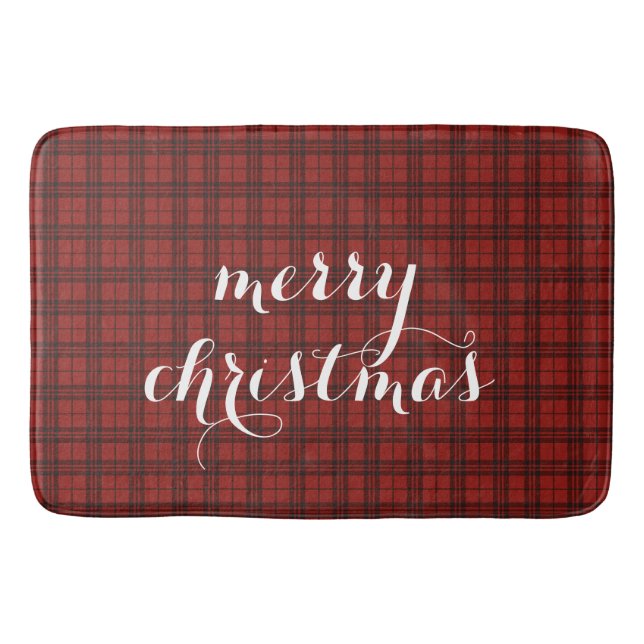 Classic Plaid Merry Christmas Festive -  Bath Mat (Front)