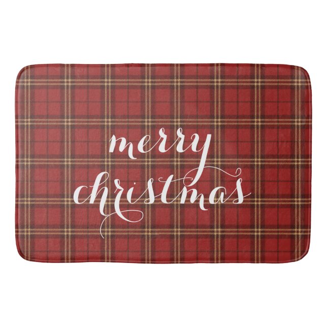 Classic Plaid Merry Christmas Festive -  Bath Mat (Front)