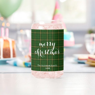 Classic Plaid Merry Christmas Festive - Can Glass