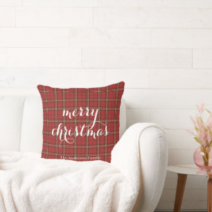 Classic Plaid Merry Christmas Festive -  Cushion