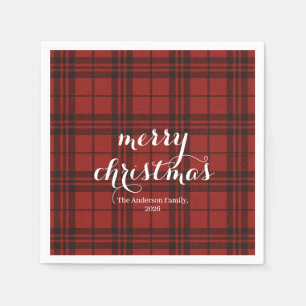 Classic Plaid Merry Christmas Festive - Napkin