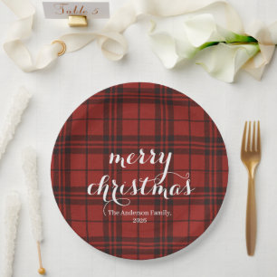 Classic Plaid Merry Christmas Festive - Paper Plate