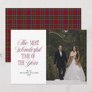 Classic Plaid Mr & Mrs Christmas Photo Holiday Card