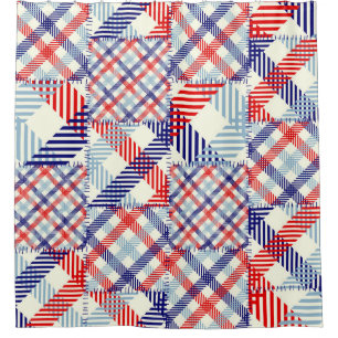 Classic Plaid Patchwork: Squares Pattern Shower Curtain
