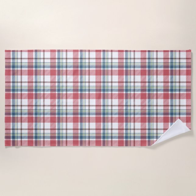 Classic Plaid Pattern Beach Towel (Front)