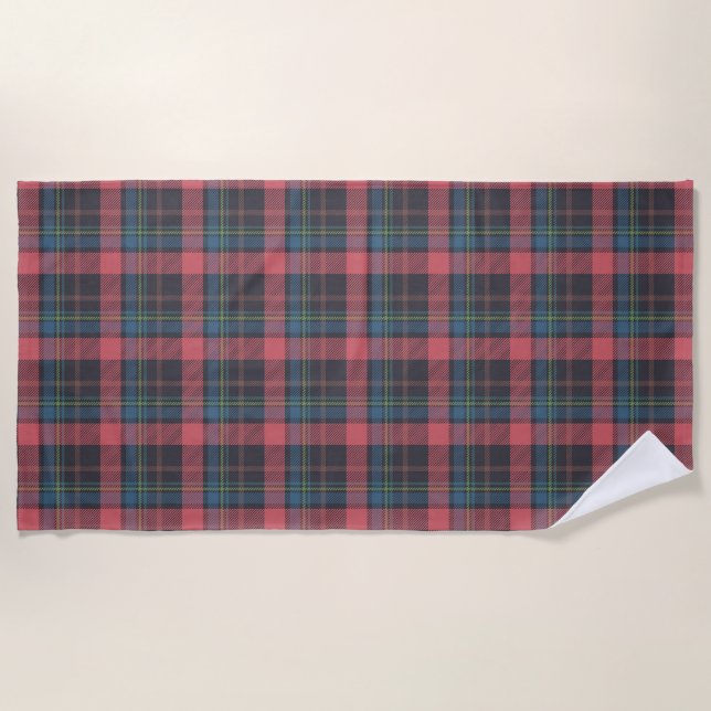 Classic Plaid Pattern Beach Towel (Front)