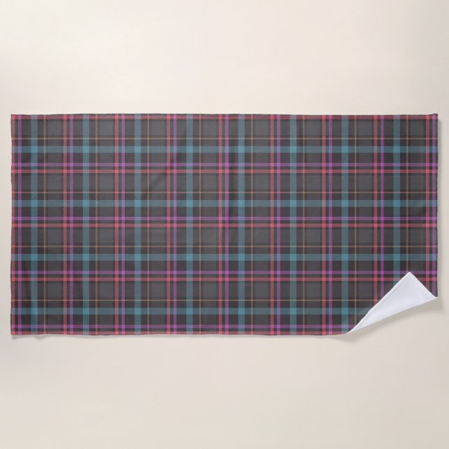Classic Plaid Pattern Beach Towel (Front)