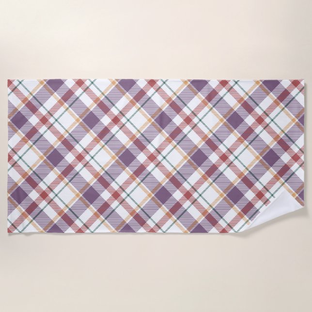 Classic Plaid Pattern Beach Towel (Front)