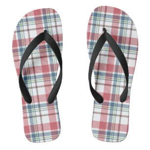 Classic Plaid Pattern Flip Flops
