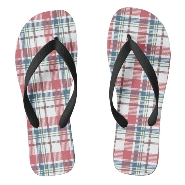 Classic Plaid Pattern Flip Flops (Footbed)