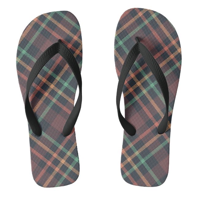 Classic Plaid Pattern Flip Flops (Footbed)