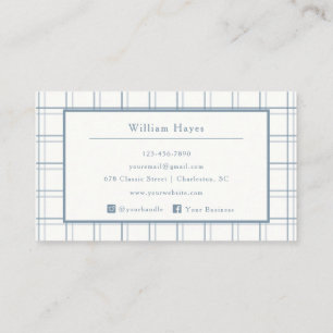 Classic Plaid Pattern Mens Blue Professional Business Card