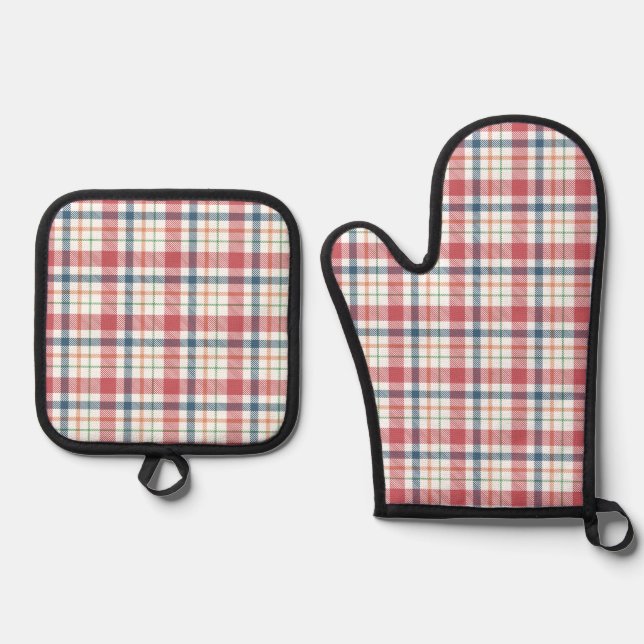 Classic Plaid Pattern Oven Mitt & Pot Holder Set (Front)