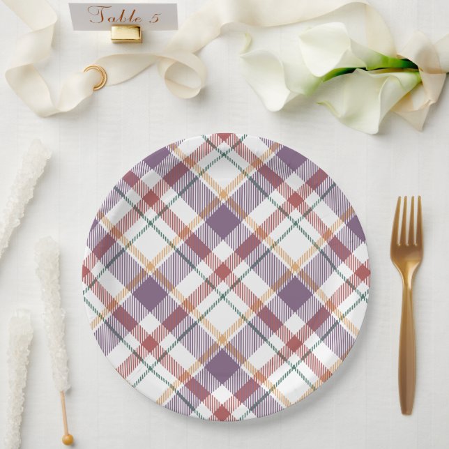 Classic Plaid Pattern Paper Plate (Wedding)