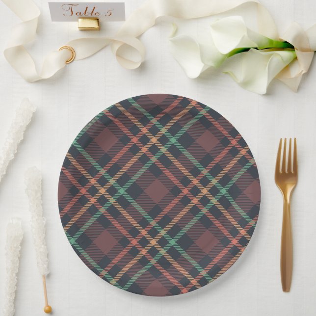 Classic Plaid Pattern Paper Plate (Wedding)